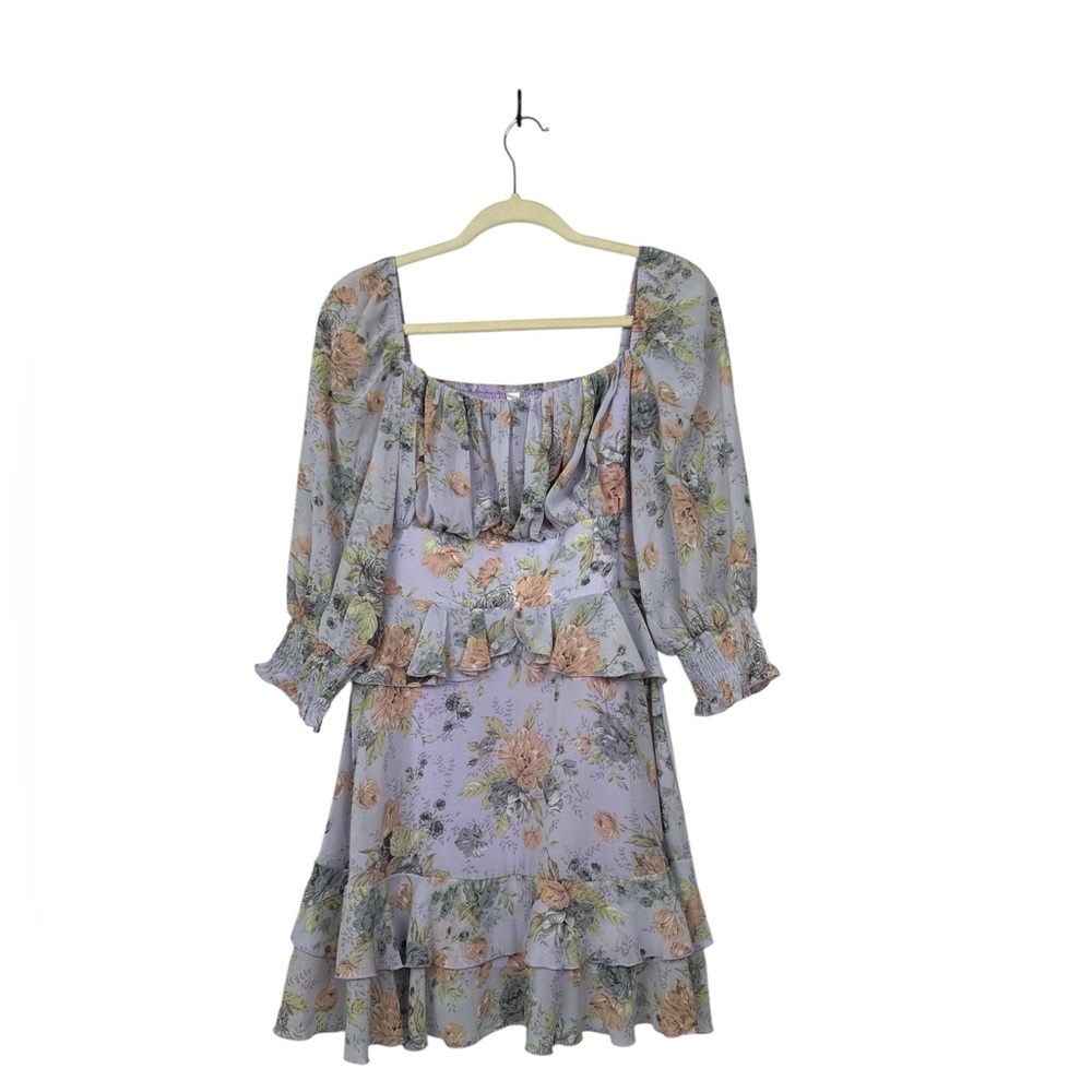 Purple Ruffled Smocked‎ Sundress with Bishop Sleeves